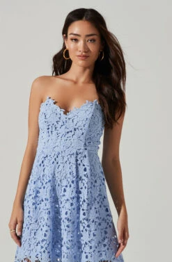 Anaya Strapless Lace Midi Dress -Astr The Label Shop ADR101311 PERIWINKLE 3