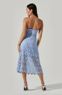 Anaya Strapless Lace Midi Dress -Astr The Label Shop ADR101311 PERIWINKLE 5