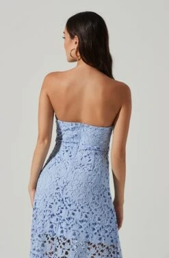 Anaya Strapless Lace Midi Dress -Astr The Label Shop ADR101311 PERIWINKLE 6