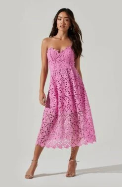 Anaya Strapless Lace Midi Dress -Astr The Label Shop ADR101311 PINKORCHID 2