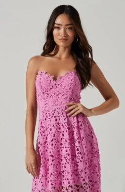 Anaya Strapless Lace Midi Dress -Astr The Label Shop ADR101311 PINKORCHID 3