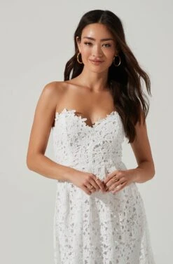 Anaya Strapless Lace Midi Dress -Astr The Label Shop ADR101311 WHITE 1