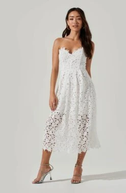 Anaya Strapless Lace Midi Dress -Astr The Label Shop ADR101311 WHITE 4