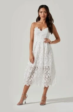 Anaya Strapless Lace Midi Dress -Astr The Label Shop ADR101311 WHITE 5
