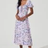Lace Up Puff Sleeve Floral Midi Dress -Astr The Label Shop ADR101325 PURPLEMULTIFLORAL 1 c1e3d37e 350c 4a08 a2f2 bcf068bd2497