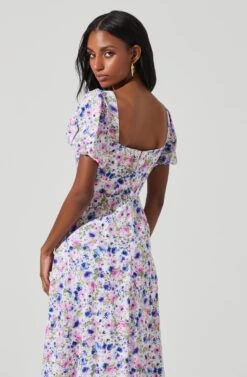 Lace Up Puff Sleeve Floral Midi Dress -Astr The Label Shop ADR101325 PURPLEMULTIFLORAL 4 38a9a336 aa53 40d3 a74c b14dc62db1f5