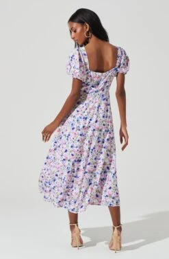 Lace Up Puff Sleeve Floral Midi Dress -Astr The Label Shop ADR101325 PURPLEMULTIFLORAL 6 ee163aef b176 4aba a0c6 a9d2ba704b41
