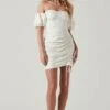 Off Shoulder Ruched Mini Dress -Astr The Label Shop ADR101351J WHITE 1