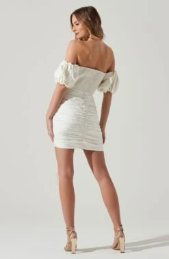 Off Shoulder Ruched Mini Dress 13 Off Shoulder Ruched Mini Dress -Astr The Label Shop ADR101351J WHITE 6