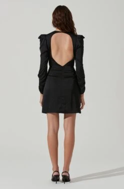 Long Sleeve Ruffle Front Mini Dress -Astr The Label Shop ADR101480 BLACK 6