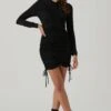 Ruched Center Long Sleeve Mini Dress 1 Ruched Center Long Sleeve Mini Dress -Astr The Label Shop ADR101485 BLACK 1