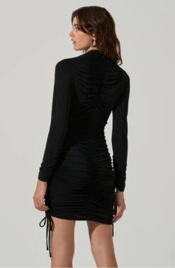 Ruched Center Long Sleeve Mini Dress 16 Ruched Center Long Sleeve Mini Dress -Astr The Label Shop ADR101485 BLACK 4
