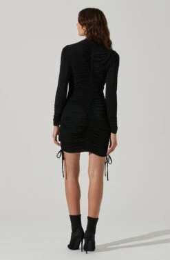 Ruched Center Long Sleeve Mini Dress 17 Ruched Center Long Sleeve Mini Dress -Astr The Label Shop ADR101485 BLACK 5