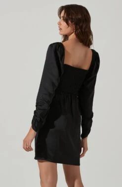 Lace Bustier Long Sleeve Mini Dress -Astr The Label Shop ADR101487 BLACK 5