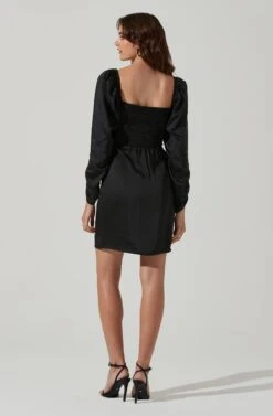 Lace Bustier Long Sleeve Mini Dress -Astr The Label Shop ADR101487 BLACK 6