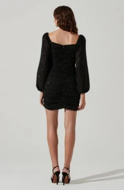 Sweetheart Neck Long Sleeve Mini Dress -Astr The Label Shop ADR101493 BLACK 6