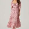 Floral Smocked Waist Tiered Midi Dress 1 Floral Smocked Waist Tiered Midi Dress -Astr The Label Shop ADR101527 PINKFLORAL 5 2
