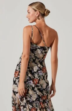 Emmylou Floral One Shoulder Midi Dress -Astr The Label Shop ADR101528 BLACKFLORAL 4