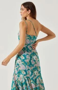 Emmylou Floral One Shoulder Midi Dress -Astr The Label Shop ADR101528 GREENPURPLEFLORAL 6
