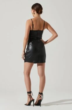 Cynthia Faux Leather Mini Dress -Astr The Label Shop ADR101539 BLACK 4