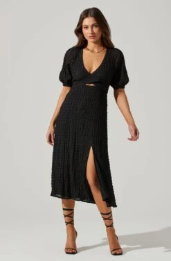 Cross Bust Tie Back Midi Dress -Astr The Label Shop ADR101563 BLACK 2