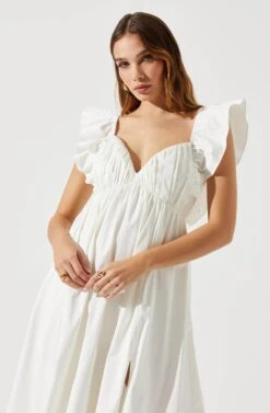 Flutter Sleeve Tie Back Maxi Dress 23 Flutter Sleeve Tie Back Maxi Dress -Astr The Label Shop ADR101610 WHITE 4