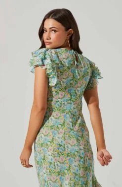 Celestine Floral Ruffle Midi Dress 33 Celestine Floral Ruffle Midi Dress -Astr The Label Shop ADR101613 GREENBLUEFLORAL 3