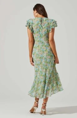 Celestine Floral Ruffle Midi Dress 34 Celestine Floral Ruffle Midi Dress -Astr The Label Shop ADR101613 GREENBLUEFLORAL 4