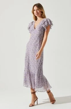 Celestine Floral Ruffle Midi Dress 21 Celestine Floral Ruffle Midi Dress -Astr The Label Shop ADR101613 PURPLEFLORAL 2