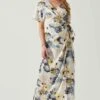 Floral Short Sleeve Wrap Front Maxi Dress 2 Floral Short Sleeve Wrap Front Maxi Dress -Astr The Label Shop ADR101628 CHARCOALTAUPEFL 1