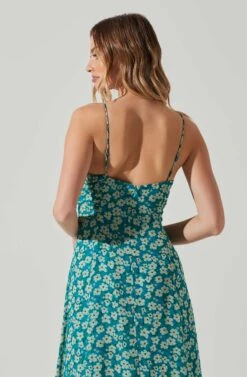 Floral Ruched Bust Midi Dress -Astr The Label Shop ADR101663 BLUEFLORAL 5