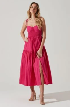 Tiered Smocked Midi Dress 22 Tiered Smocked Midi Dress -Astr The Label Shop ADR101693 FUCHSIA 2