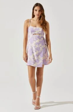 Keyhole Wrap Floral Mini Dress 20 Keyhole Wrap Floral Mini Dress -Astr The Label Shop ADR101709 LAVENDERFLORAL 1