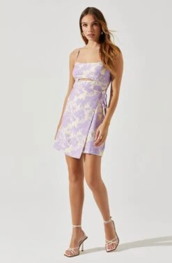 Keyhole Wrap Floral Mini Dress 22 Keyhole Wrap Floral Mini Dress -Astr The Label Shop ADR101709 LAVENDERFLORAL 2