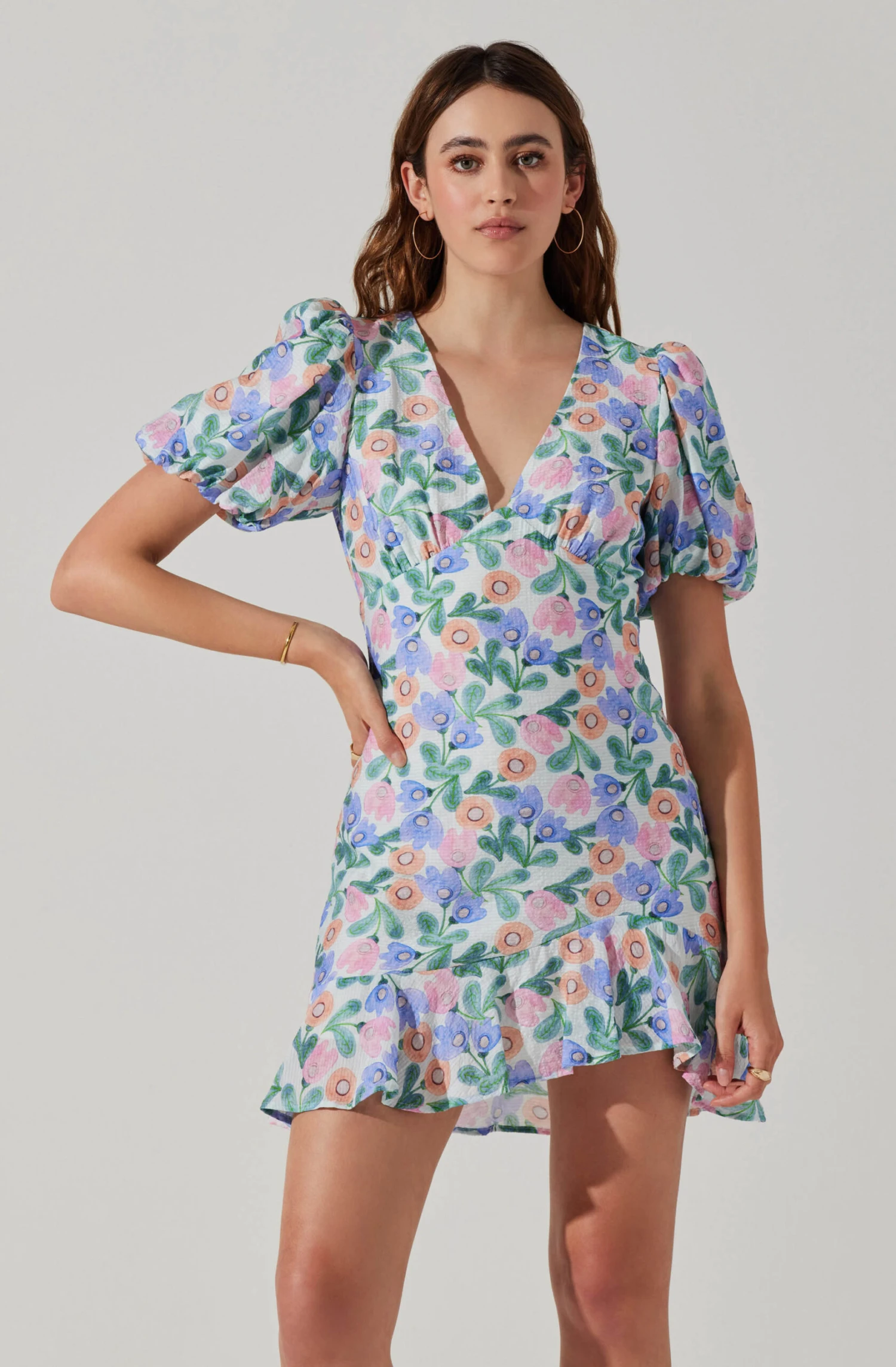 Flutter Sleeve Cutout Floral Mini Dress 12 Flutter Sleeve Cutout Floral Mini Dress - Image 10