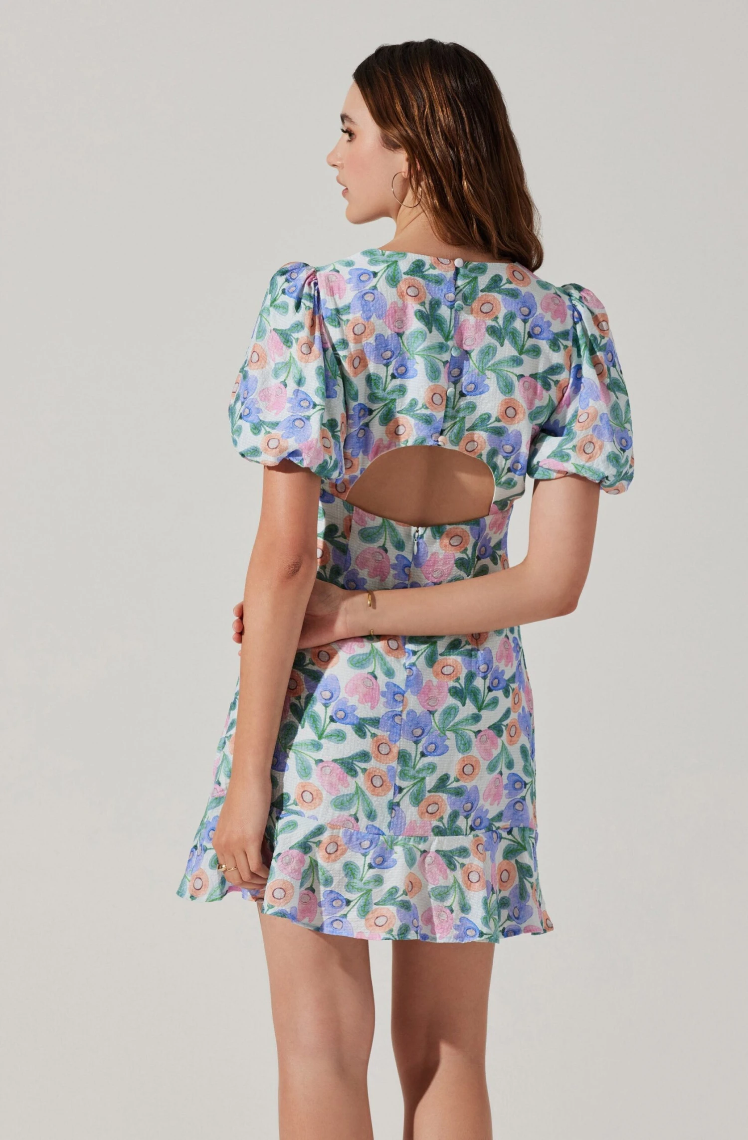 Flutter Sleeve Cutout Floral Mini Dress 13 Flutter Sleeve Cutout Floral Mini Dress - Image 11