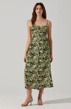 Open Back Floral Midi Dress -Astr The Label Shop ADR101751 GREENORANGEFLORAL 2