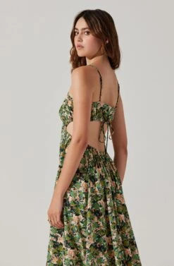 Open Back Floral Midi Dress -Astr The Label Shop ADR101751 GREENORANGEFLORAL 6