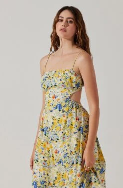 Open Back Floral Midi Dress -Astr The Label Shop ADR101751 YELLOWBLUEABSTRACT 3