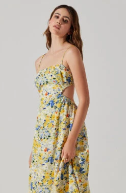 Open Back Floral Midi Dress -Astr The Label Shop ADR101751 YELLOWBLUEABSTRACT 4