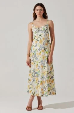 Satin Corset Floral Maxi Dress 20 Satin Corset Floral Maxi Dress -Astr The Label Shop ADR101783 YELLOWCREAMFLORAL 1