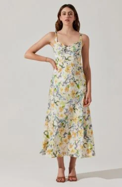 Satin Corset Floral Maxi Dress 22 Satin Corset Floral Maxi Dress -Astr The Label Shop ADR101783 YELLOWCREAMFLORAL 2