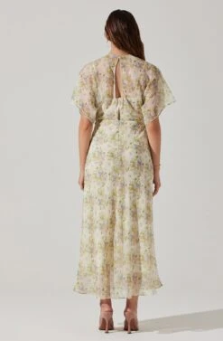 Flutter Sleeve Open Back Maxi Dress -Astr The Label Shop ADR101803 CREAMMULTIFLORAL 5