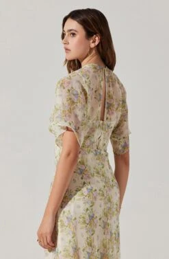 Flutter Sleeve Open Back Maxi Dress -Astr The Label Shop ADR101803 CREAMMULTIFLORAL 6