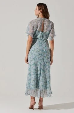 Flutter Sleeve Open Back Maxi Dress -Astr The Label Shop ADR101803 LIGHTBLUEMULTIFRL 5