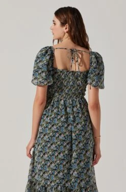 V-wire Sweetheart A-line Midi Dress -Astr The Label Shop ADR102048 BLUEMULTIFLORAL 6