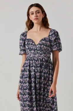 V-wire Sweetheart A-line Midi Dress -Astr The Label Shop ADR102048 PURPLEMULTIFLORAL 4
