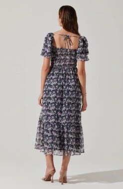 V-wire Sweetheart A-line Midi Dress -Astr The Label Shop ADR102048 PURPLEMULTIFLORAL 5