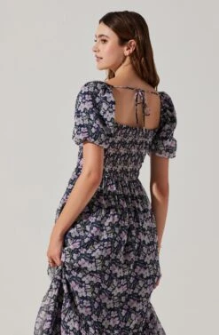 V-wire Sweetheart A-line Midi Dress -Astr The Label Shop ADR102048 PURPLEMULTIFLORAL 6