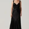 Aeris Satin Lace Trim Maxi Dress -Astr The Label Shop ADR102254 BLACK 1